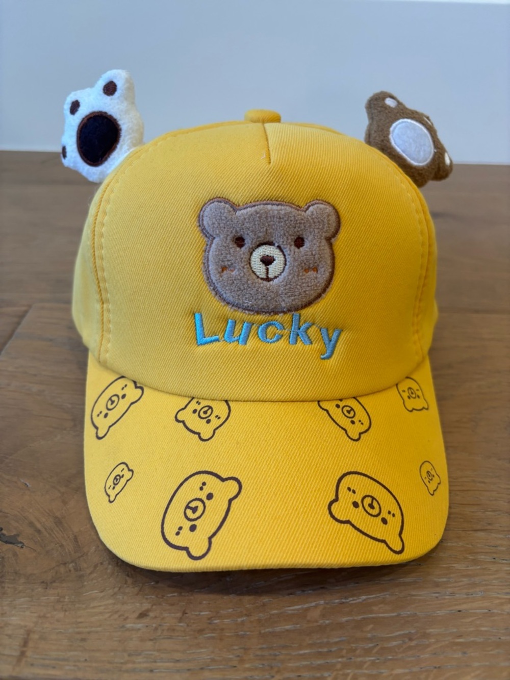 Lucky Bear Yellow Kids Cap with Plush Ears